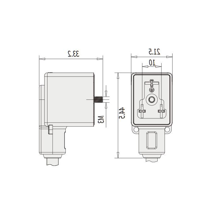 Valve plug Type B, DIN, 10mm, 3Pin, single end precast PUR flexible cable, black sheath, 6VB021-XXX